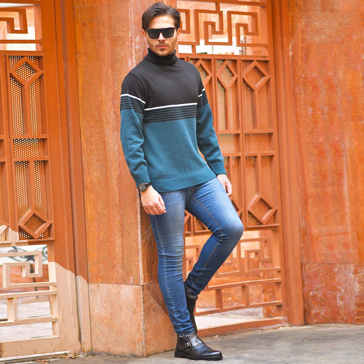 پلیور بافت یقه اسکی مردانه مدل Borna