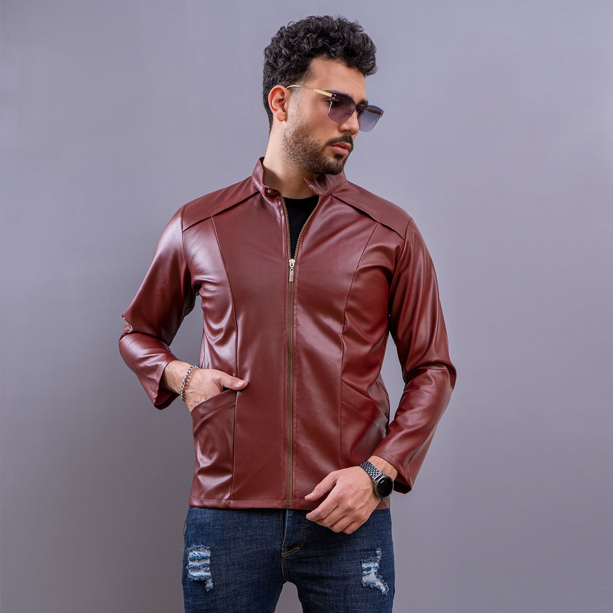 کاپشن چرم مردانه مدل Arshaa