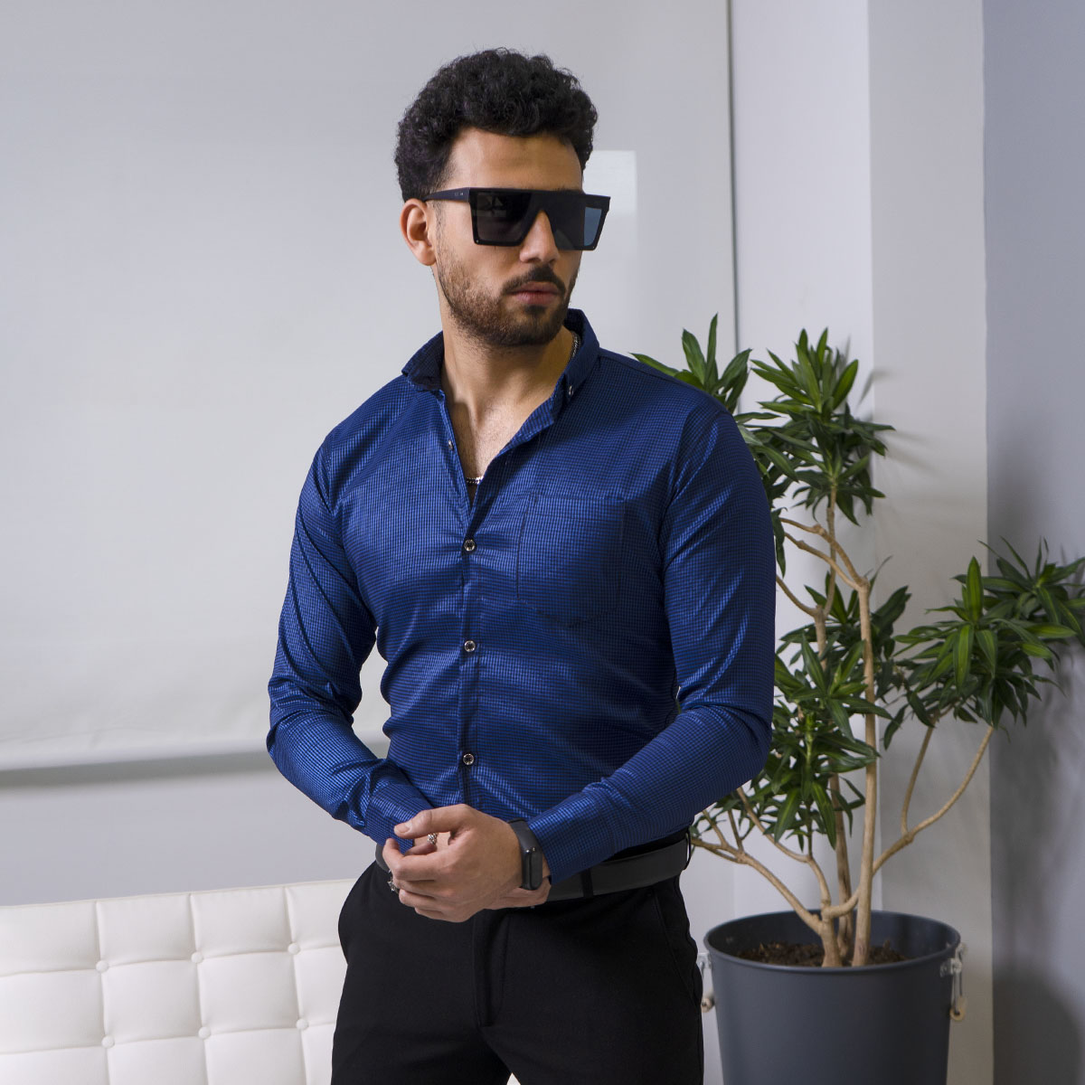 پيراهن مردانه رنگ سرمه اي مدل Advit