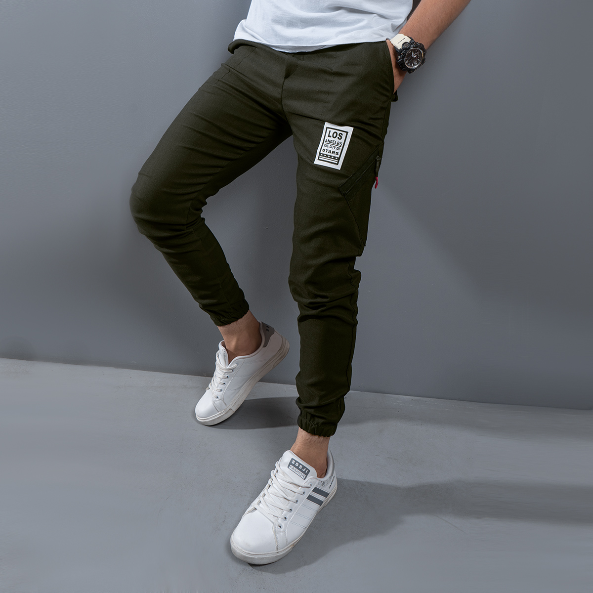 شلوار اسلش Los مردانه سبز لجني مدل kilin