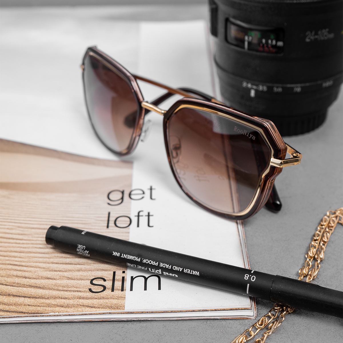 عينك آفتابي زنانه قهوه اي  Rooniya مدل Gita