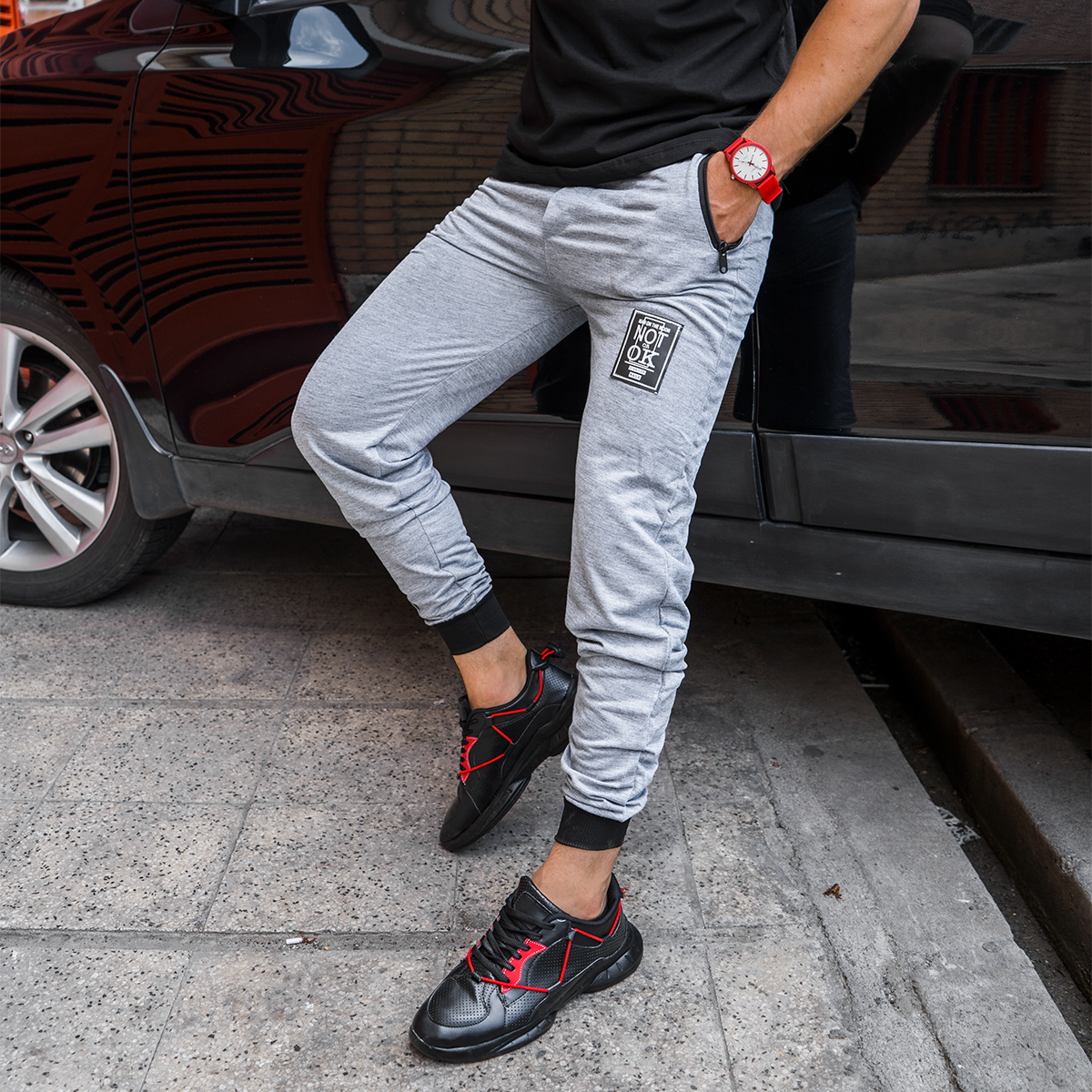 شلوار اسلش Not Ok مردانه طوسی روشن مدل Caren