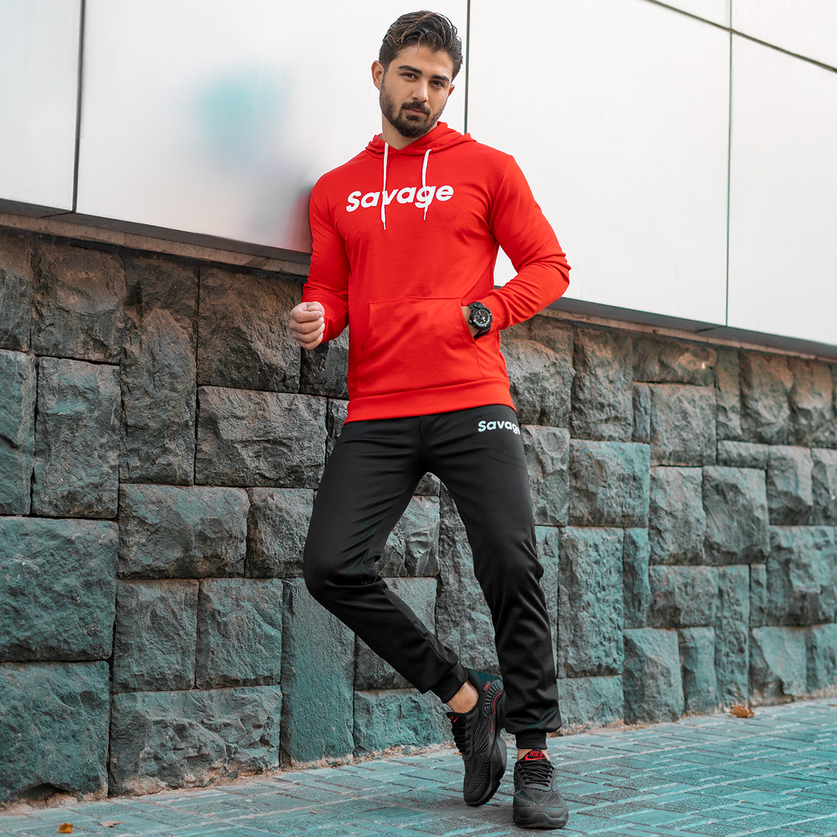 ست هودی شلوار Savage مردانه مدل Samoel