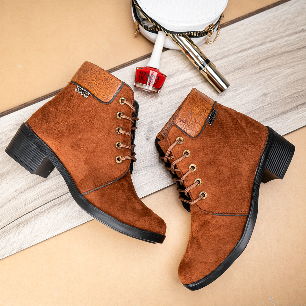 نیم بوت دخترانه قهوه ای مدل Diana