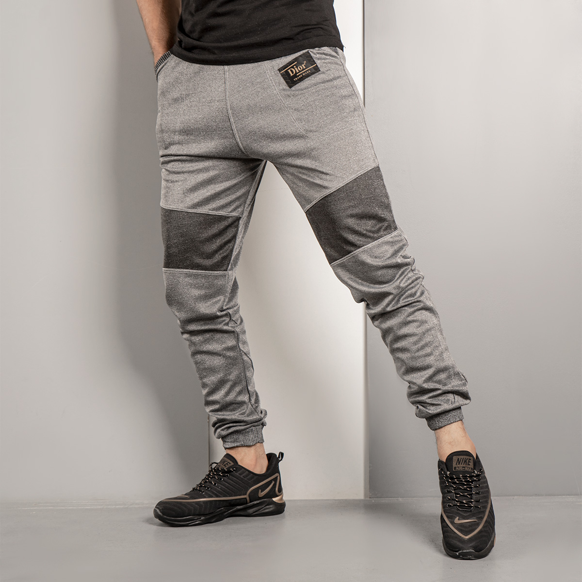 شلوار اسلش مردانه(T) طوسی مشکی مدل NR60