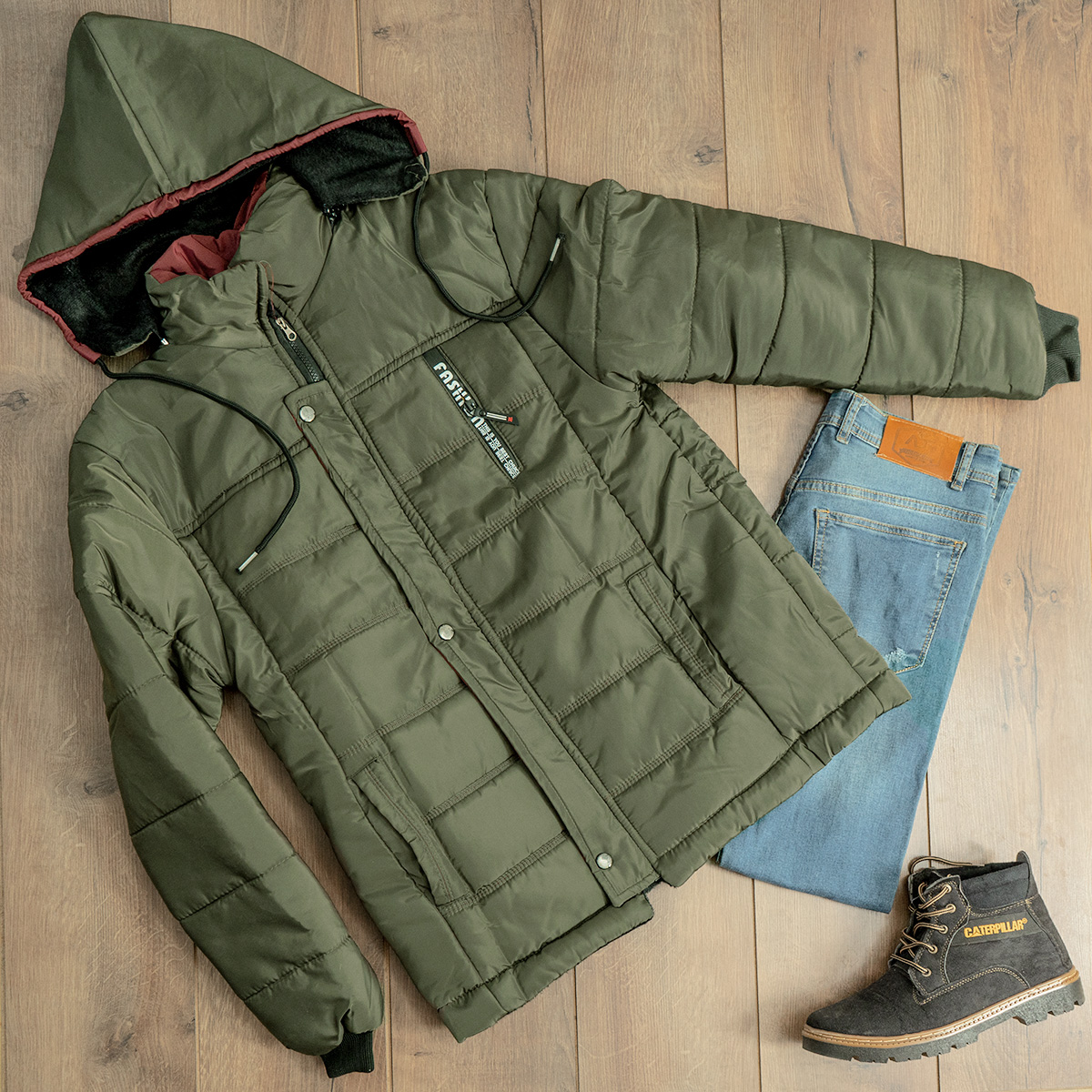 کاپشن مردانه سبز مدل bolini