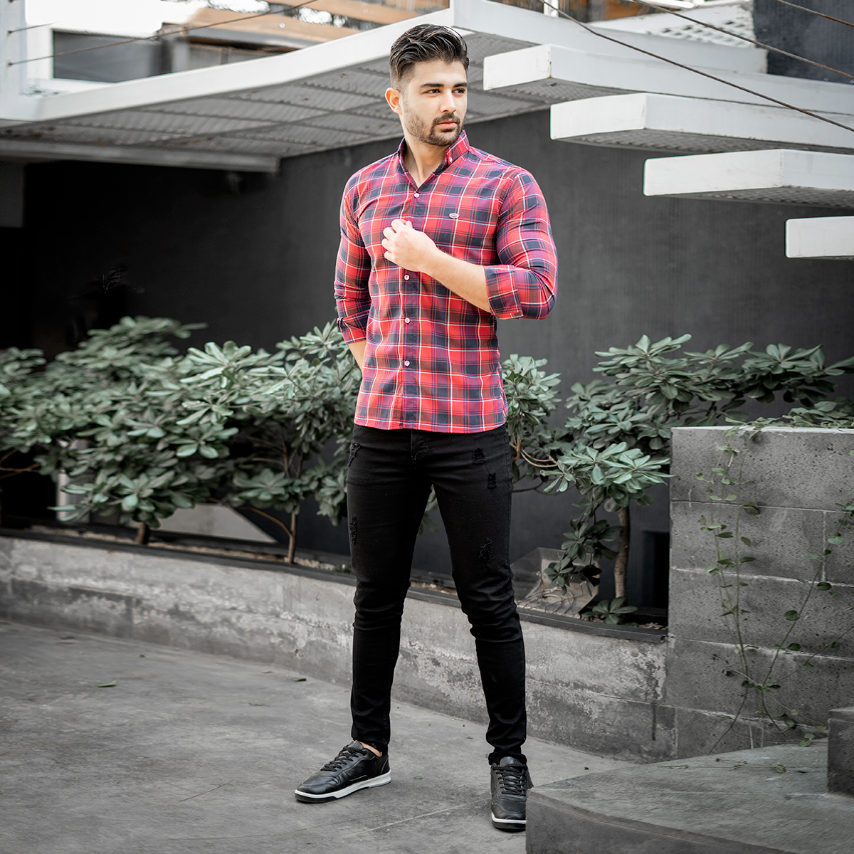 پیراهن مردانه چهارخونه قرمز مدل Rama