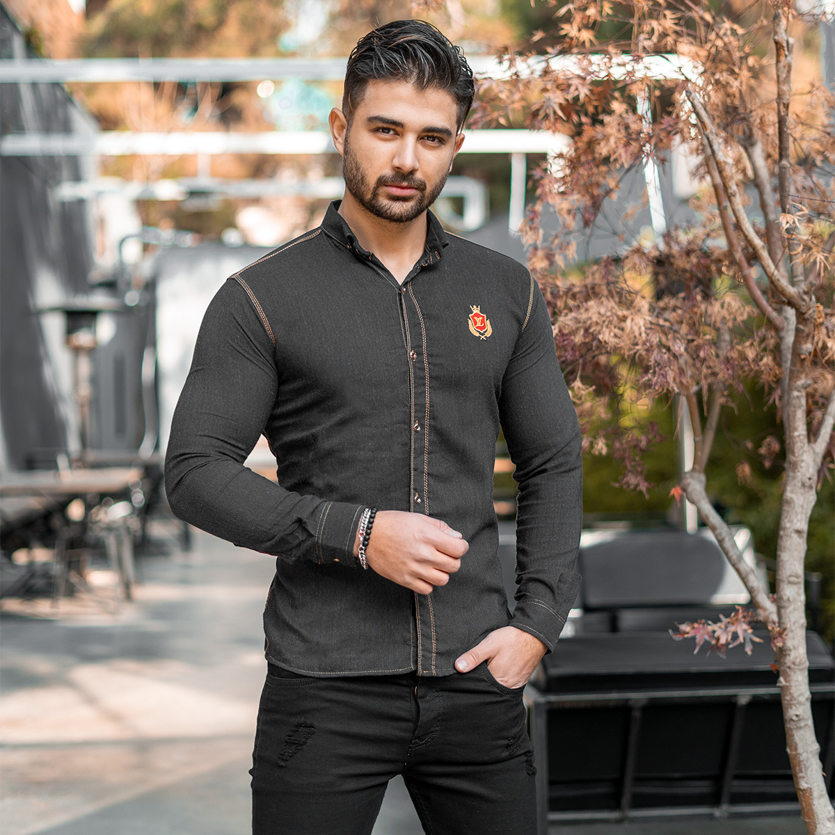 پیراهن مردانه مشکی مدل Gabi