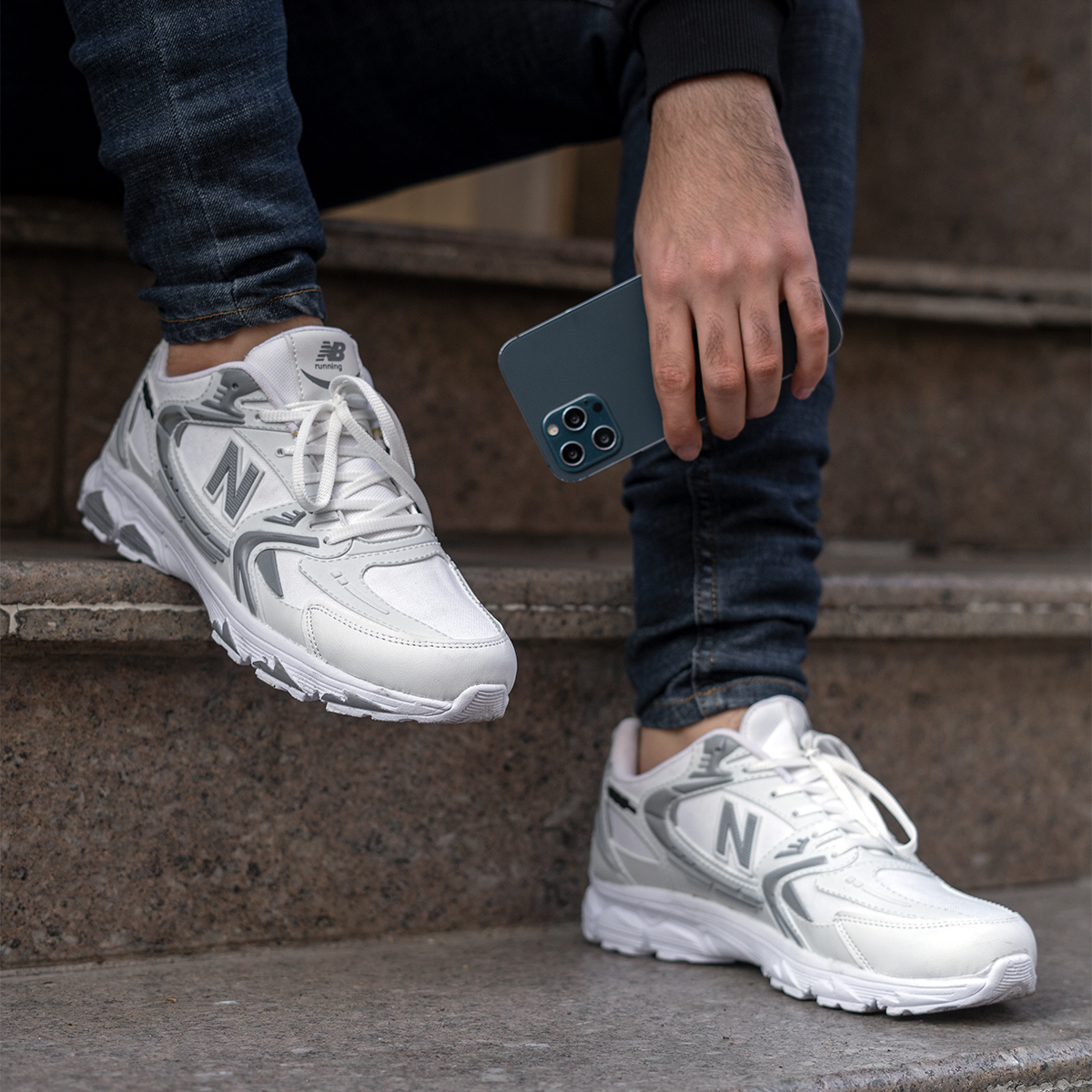 کفش ورزشی نیو بالانس سفید طوسی مدل TNT