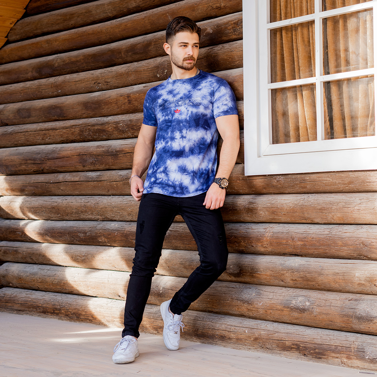 تیشرت ابرو بادی آبی مردانه مدل Adidas