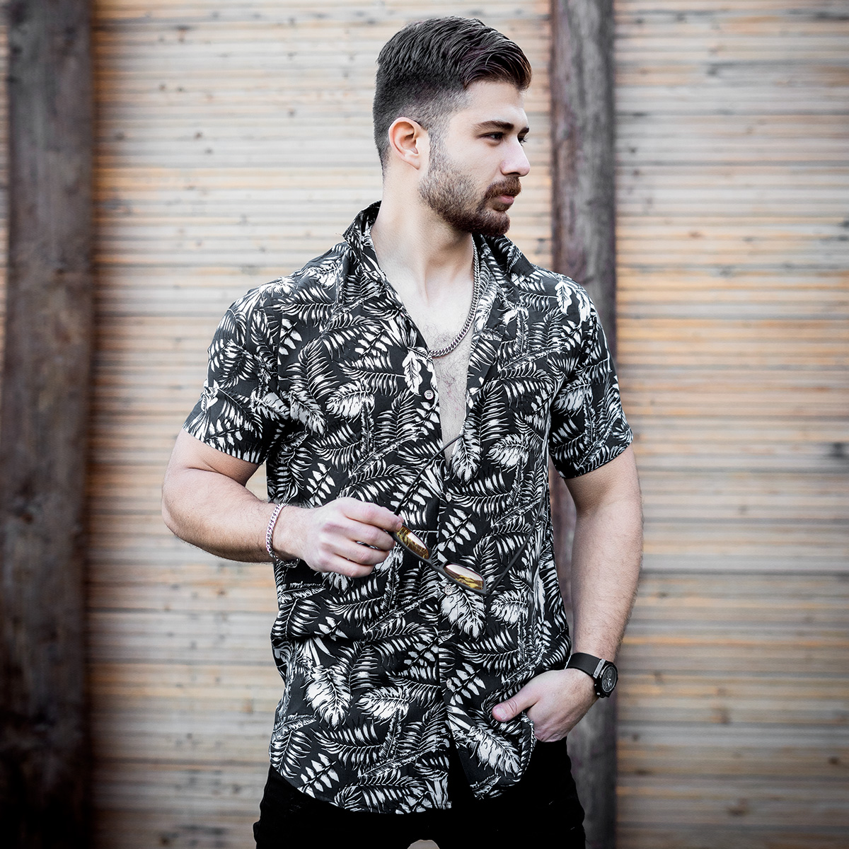 پیراهن هاوایی مردانه مدل Panik