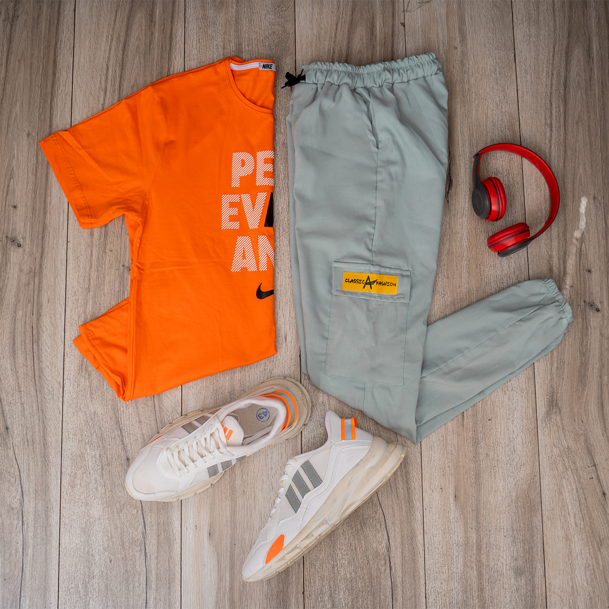 شلوار اسلش بنددار سبز کمرنگ چهارجیب مدل 68