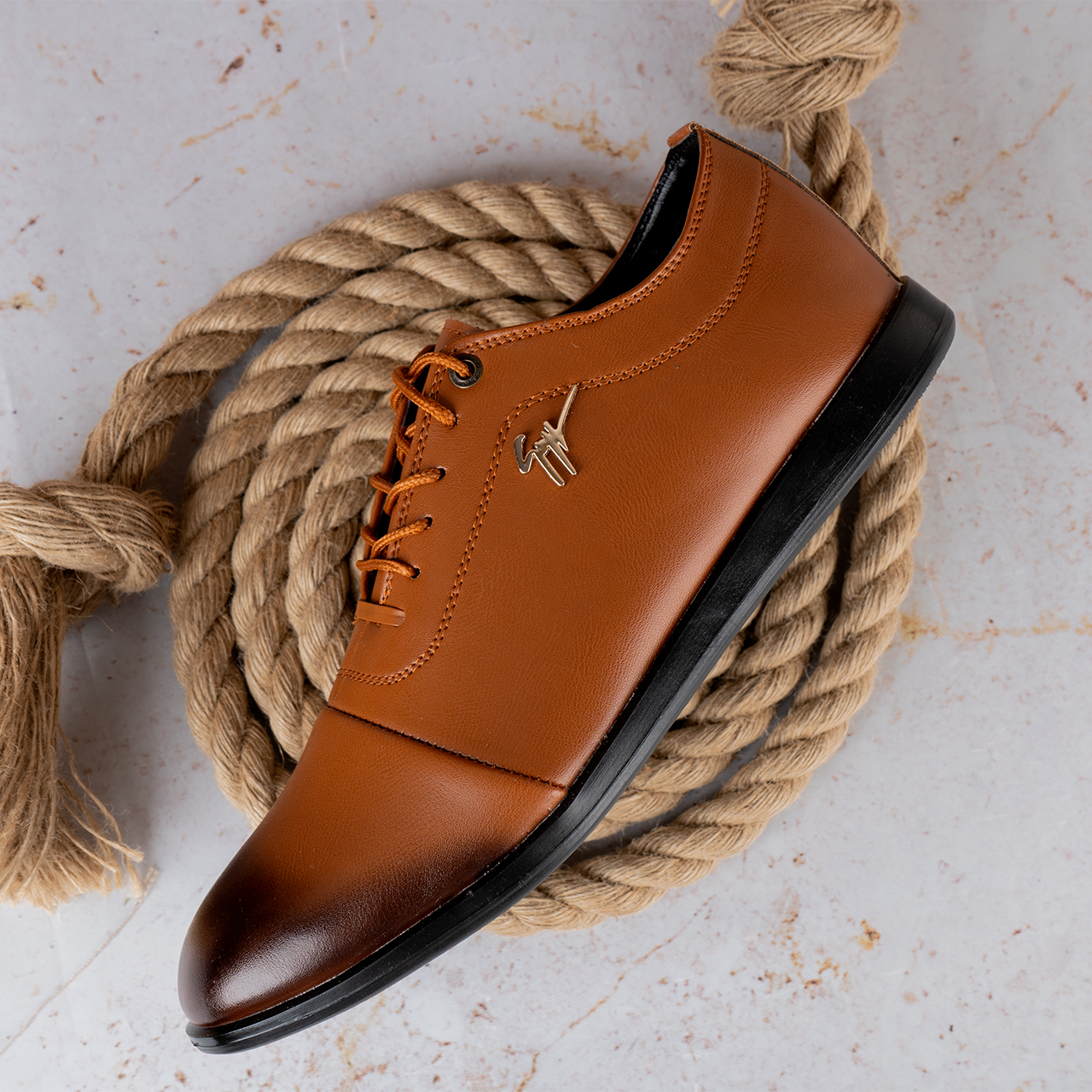 کفش تخت مردانه عسلی مدل Adrin