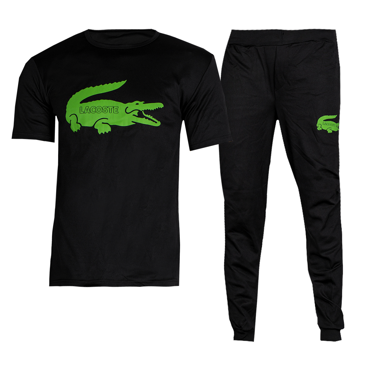 ست تیشرت شلوار لاگوست مشکی مدلRE200