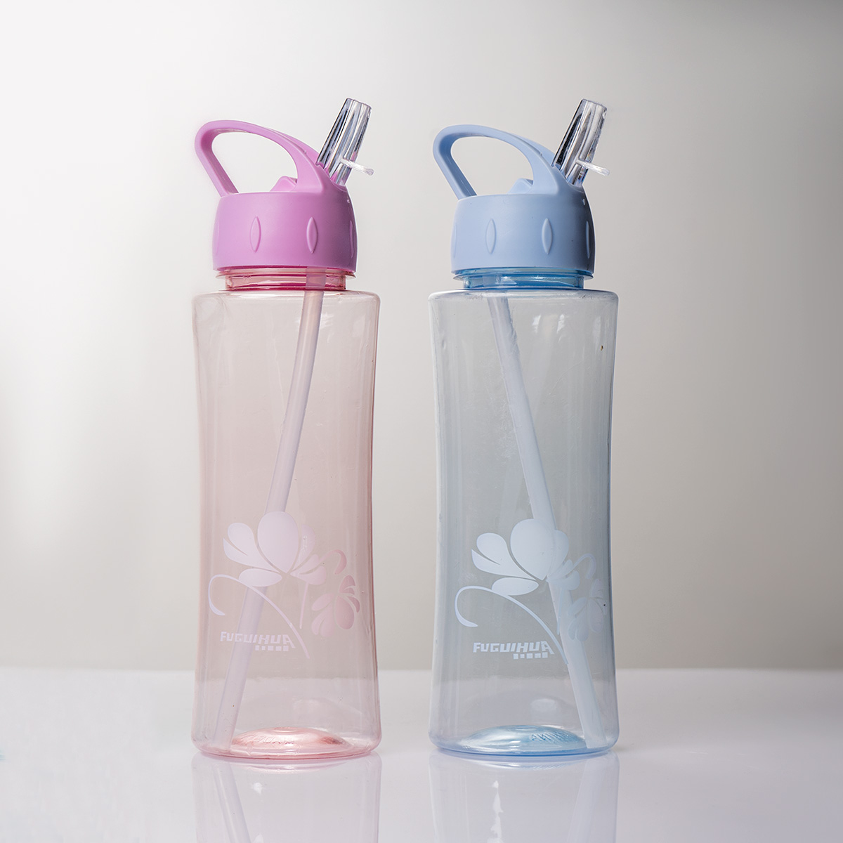 دوتا قمقمه آب صورتی روشن مدل گل