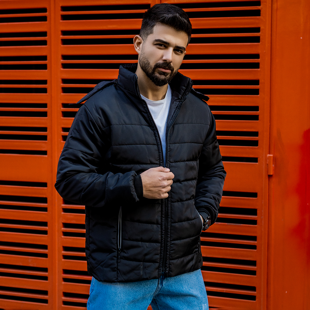 کاپشن مردانه ساده مشکی مدلAidin