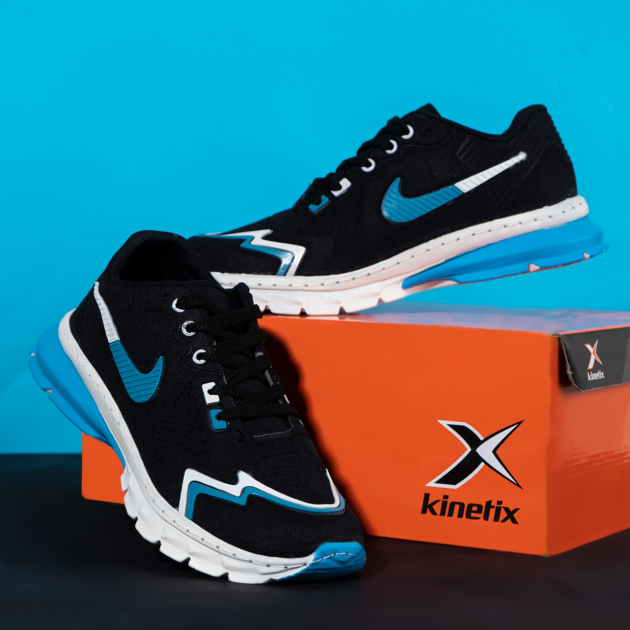 کفش نایک مشکی آبی خط دار مردانه مدل Sibon