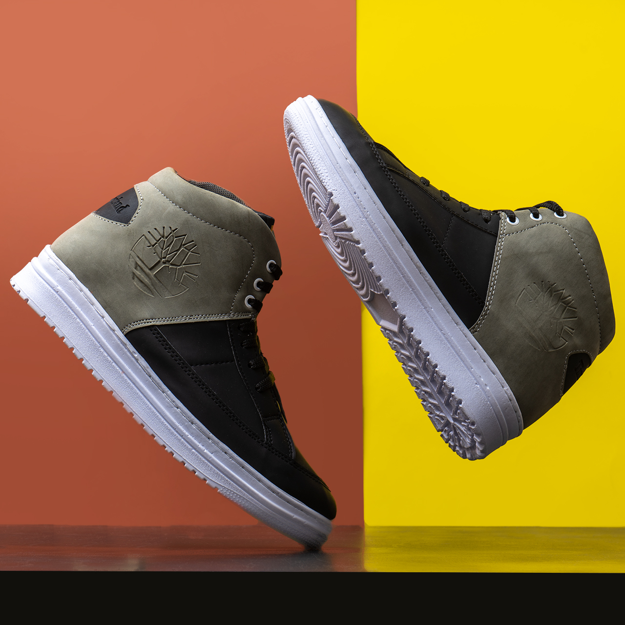 کفش ساقدار مردانه مشکی طوسی مدل R88