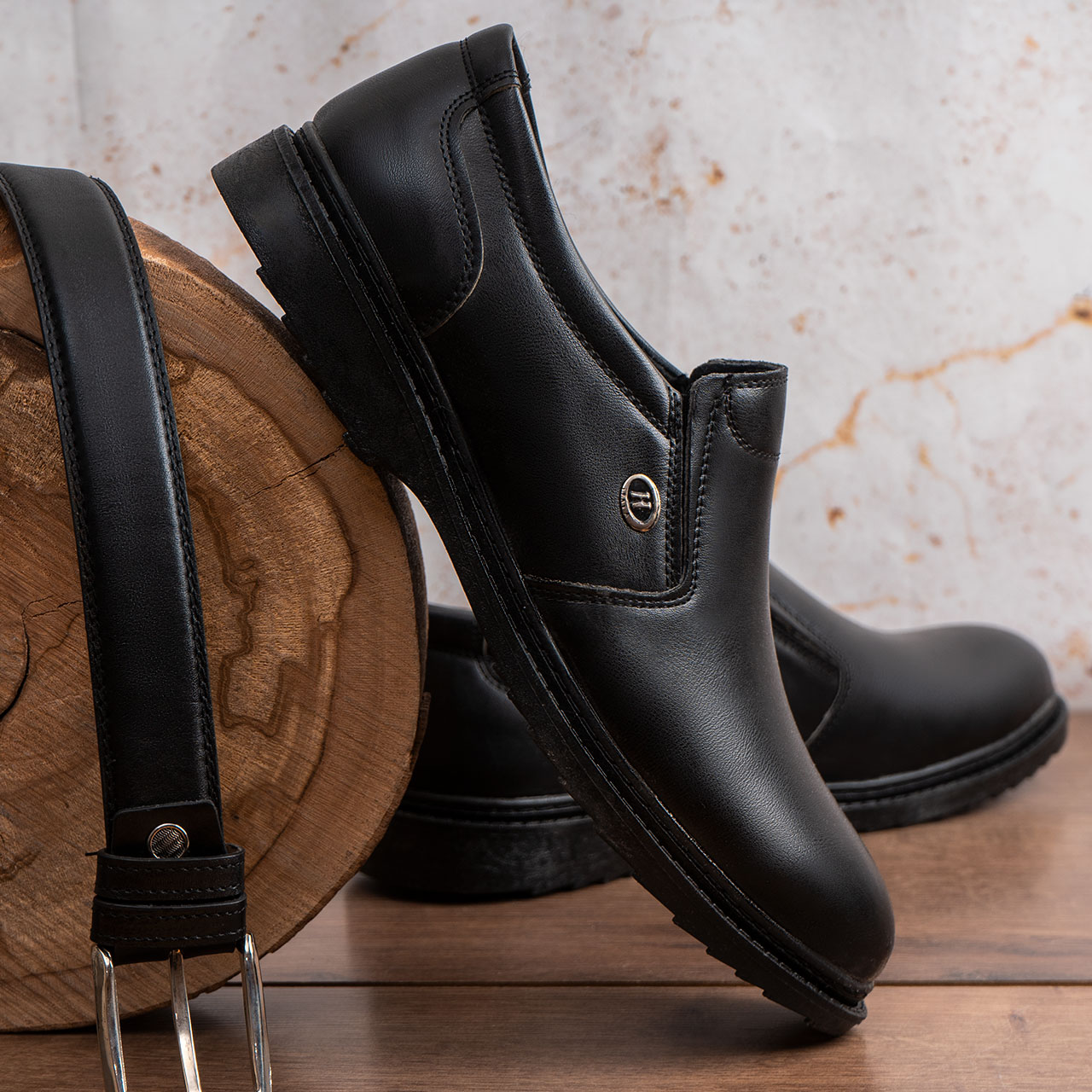 کفش تخت مشکی بدون بند مردانه مدل Maxro