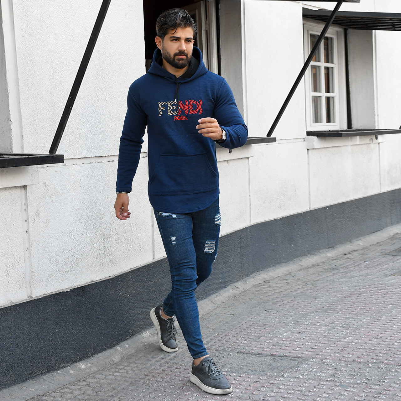 هودی مردانه Fendi سرمه ای مدل K90