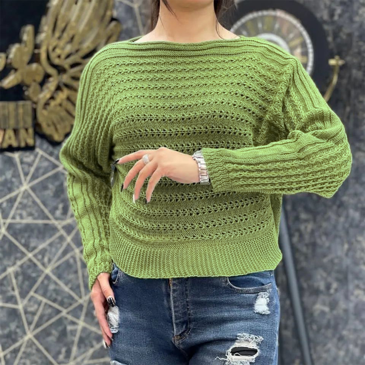 نیم تنه دخترانه سبز زیتونی مدل Bita