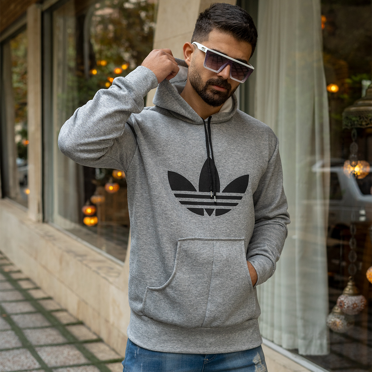 هودی مردانه آدیداس طوسی مدل ERIS