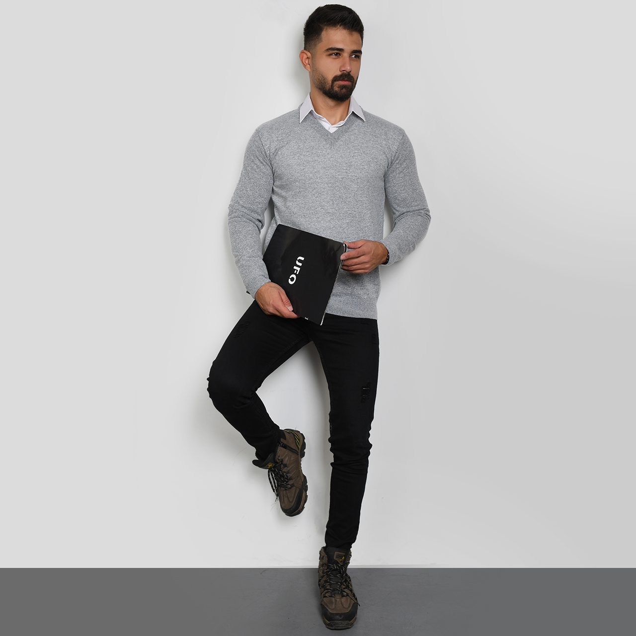 بافت مردانه طوسی روشن مدل Sorosh