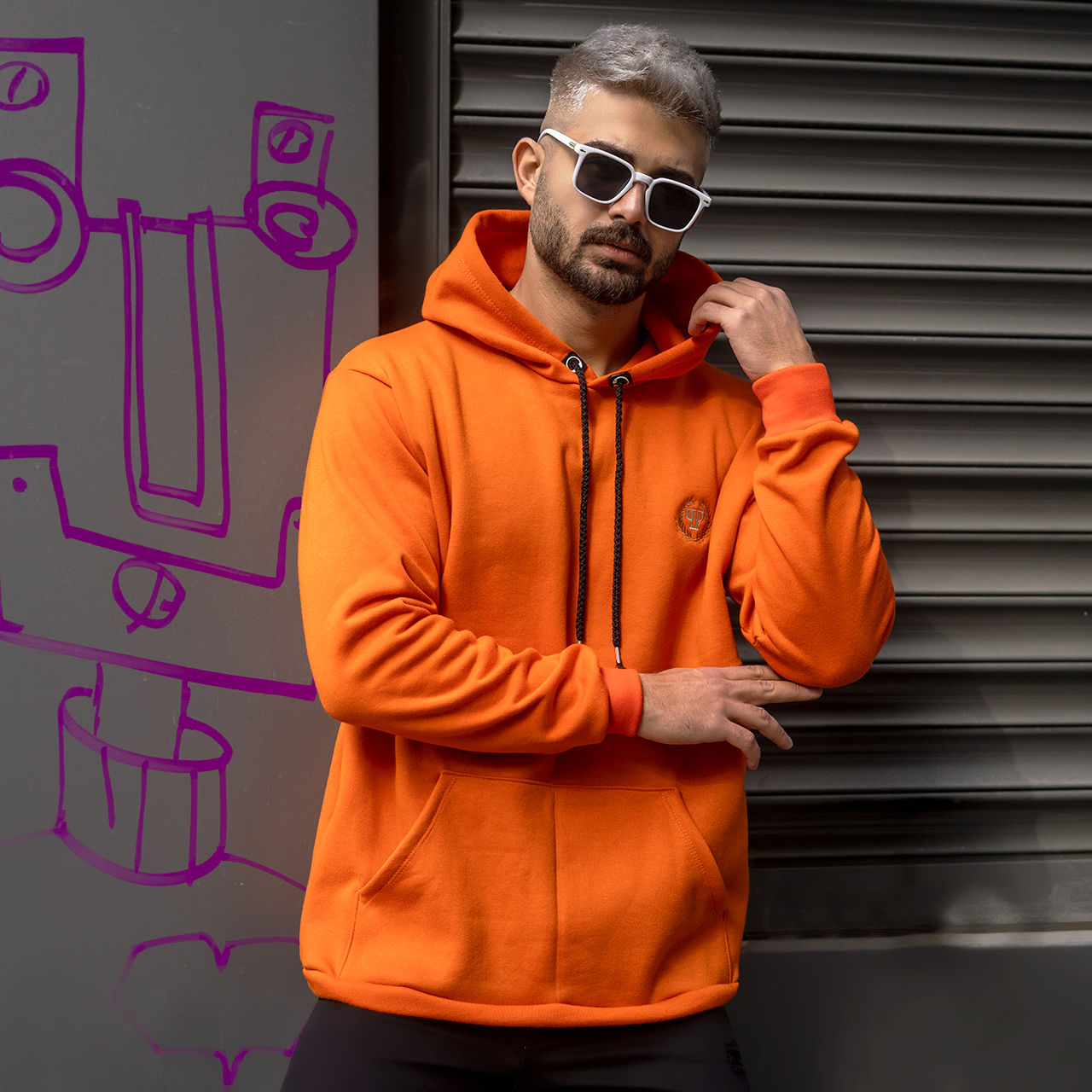 هودی مردانه نارنجی مدل Zanko