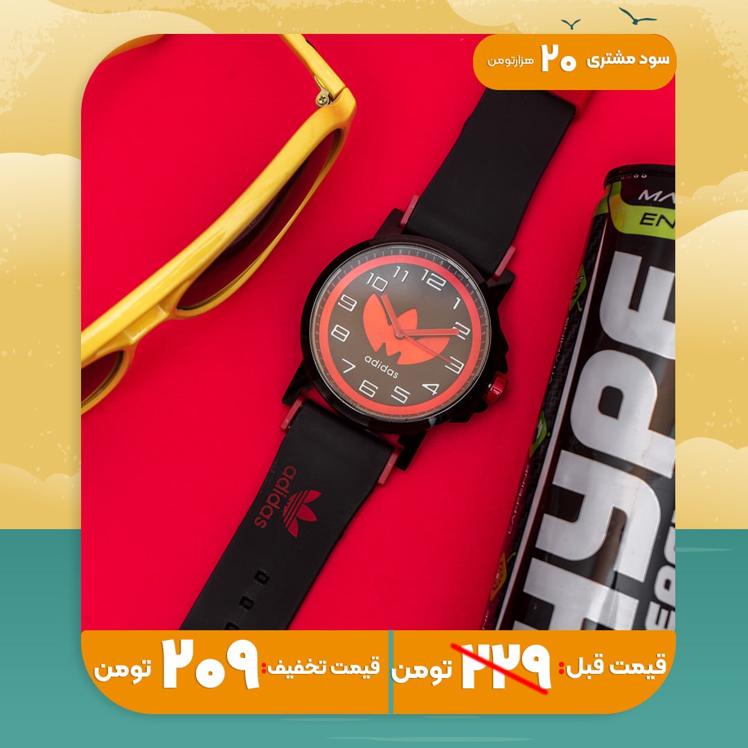 ساعت مچی آدیداس مشکی قرمزمدل E51