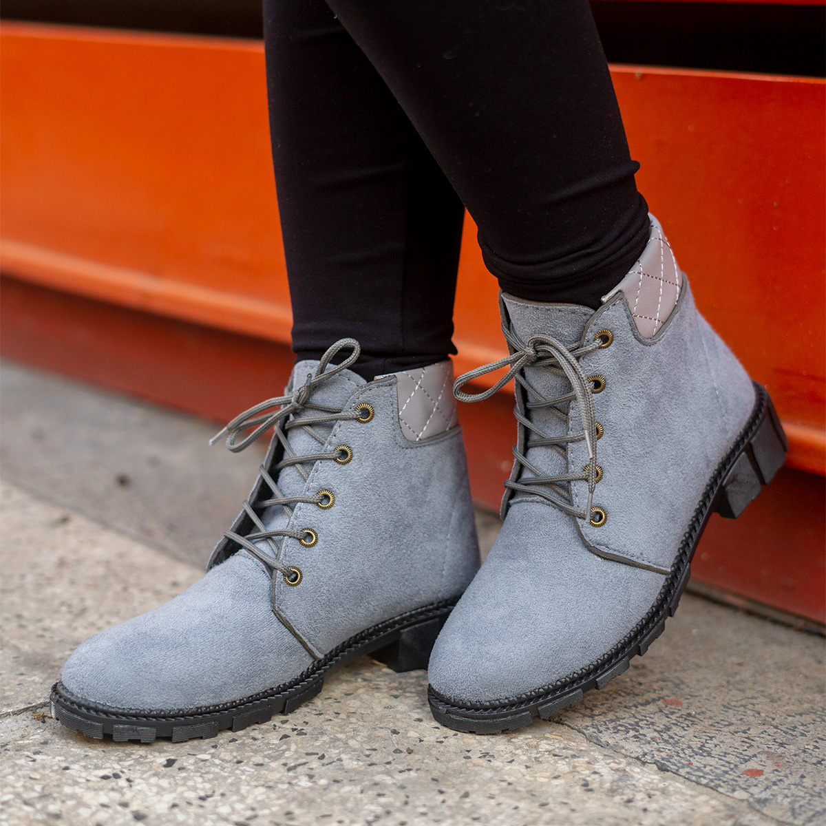 نیم بوت دخترانه طوسی مدل Atena