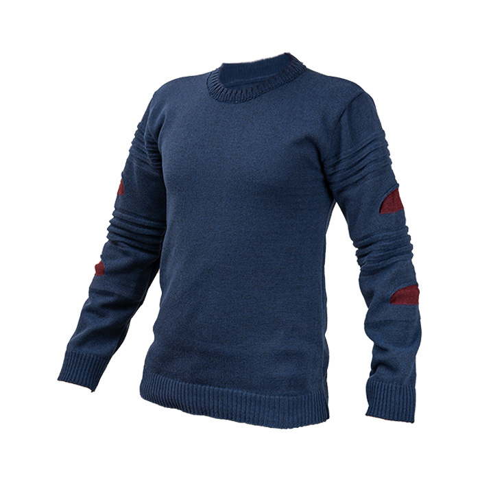 پلیور بافت مردانه آبی نفتی مدل solan زاپ زرشکی