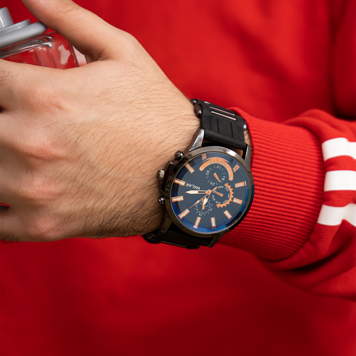 ساعت مردانه walar مشکی صفحه سرمه ای مدل A720