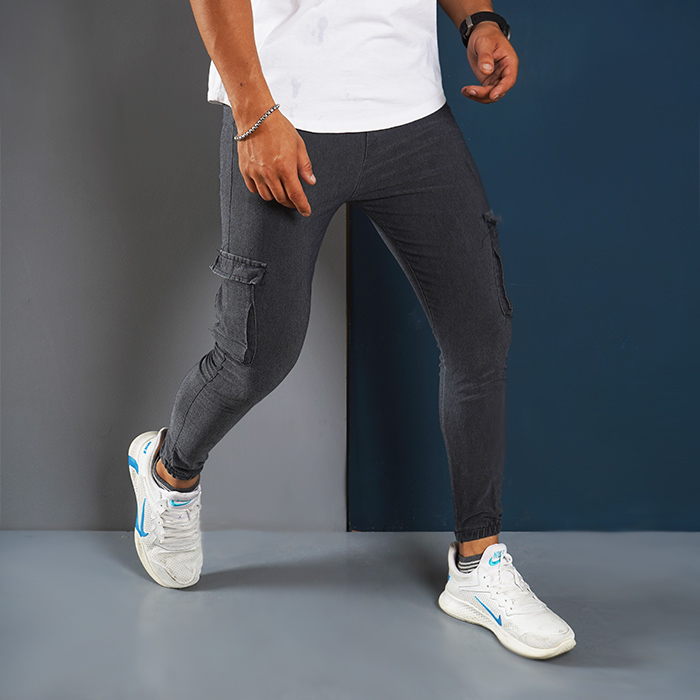 شلوار اسلش مردانه ذغالی مدل ROTAN