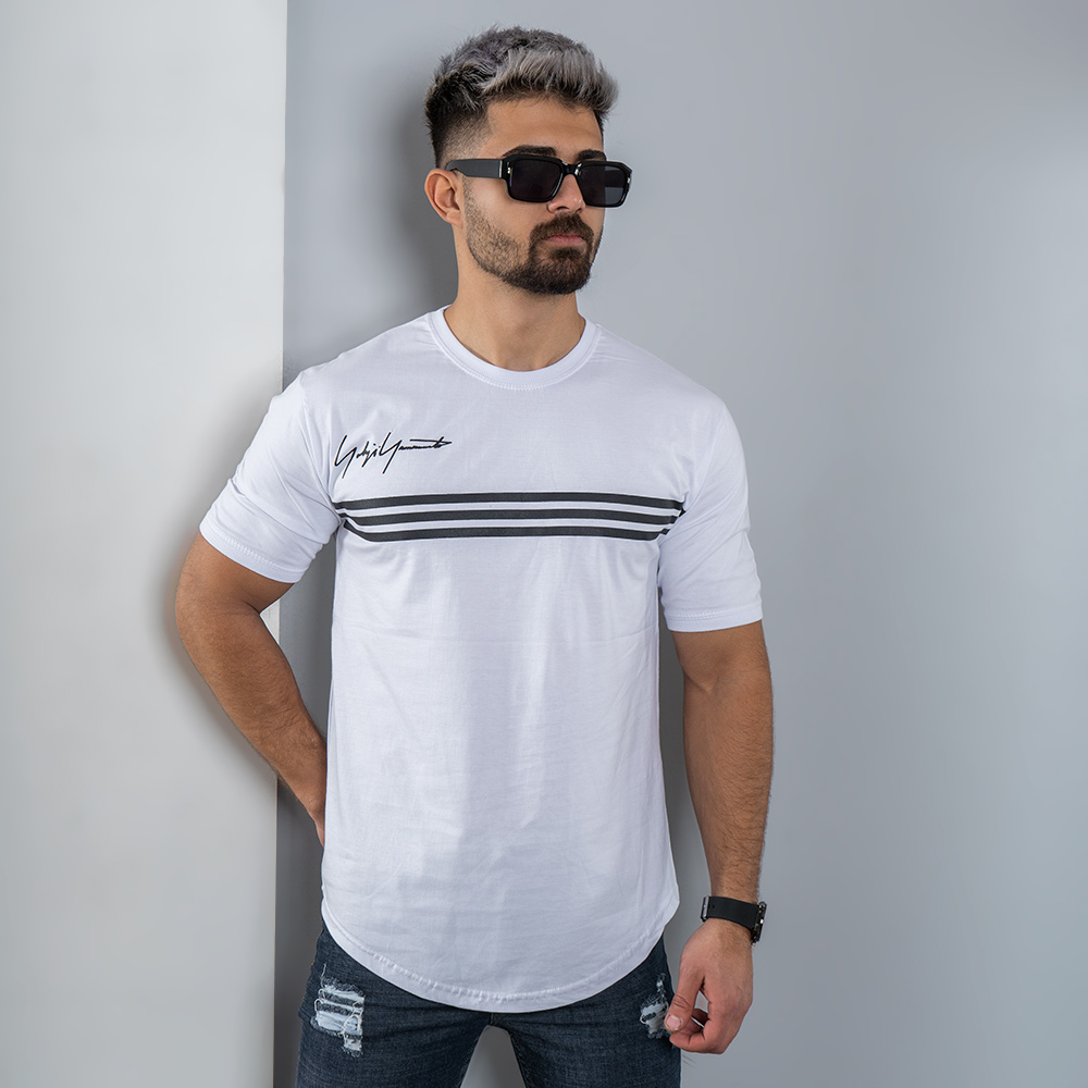 تیشرت مردانه سه خط سفید مدل DENVER