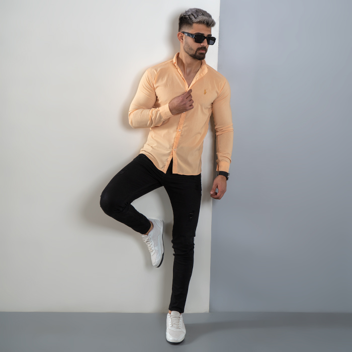 پیراهن مردانه نارنجی مدل VQ
