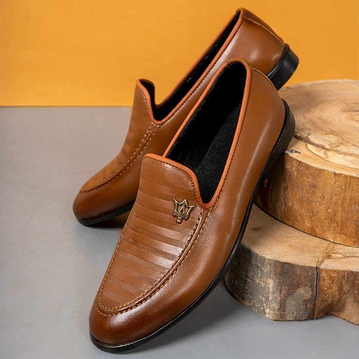 کفش کالج مازراتی عسلی طرح خطی مردانه مدل BAVINO