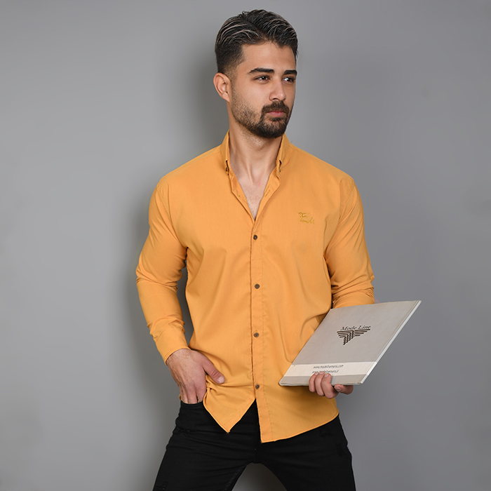 پیراهن خردلی مردانه مدل Fendi