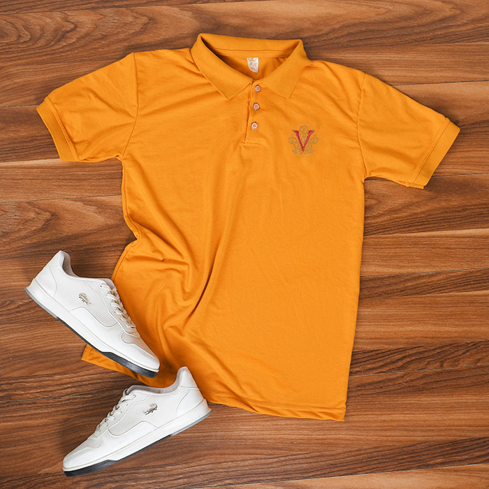 تیشرت V خردلی مردانه مدل Sadra