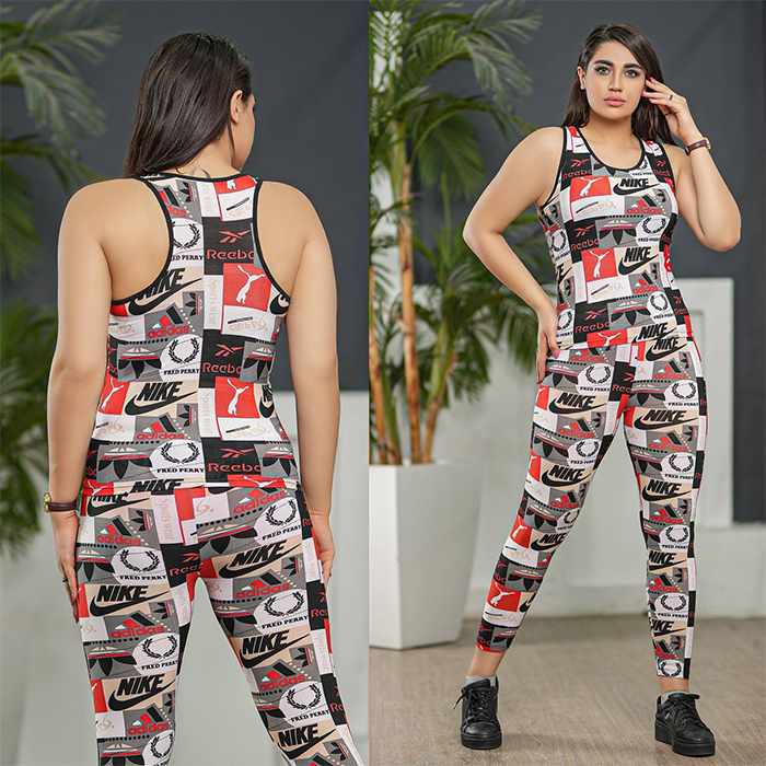 ست تاپ شلوار Nike دخترانه قرمز مدل viana