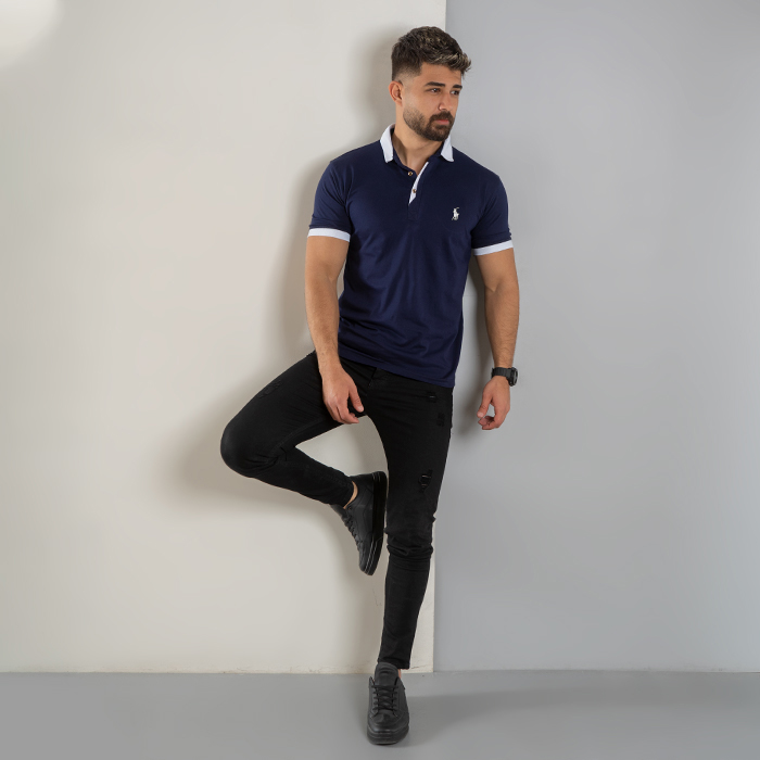 تیشرت مردانه سرمه ای مدل Polo90