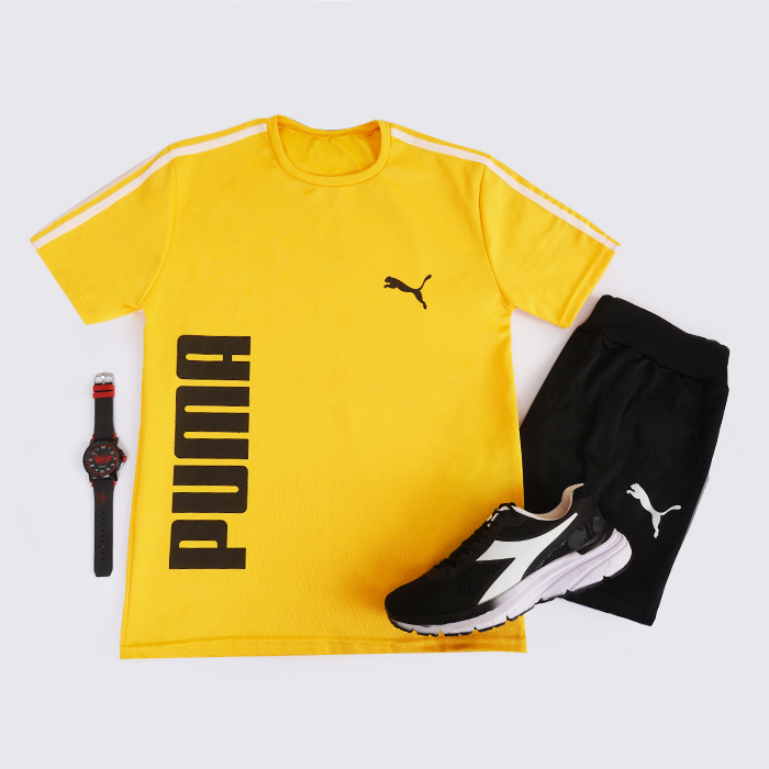 ست تیشرت شلوار زرد پوما مردانه مدل hiron