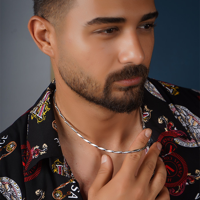 گردنبند مردانه نقره ای مدل C90