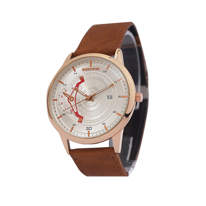 ساعت مچی عسلی صفحه سفید(طرح کمان) empower مدل EM20