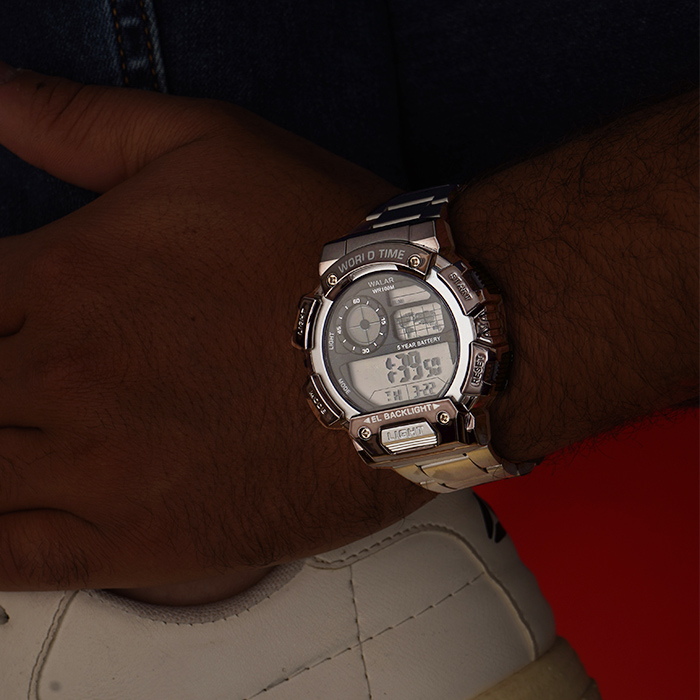 ساعت مچی کامپیوتری مشکی مدل Worldtime