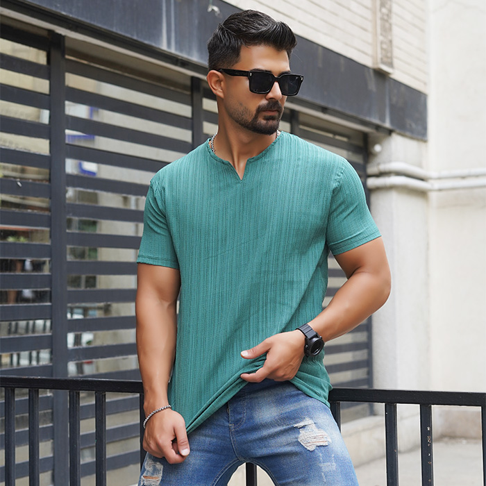 تیشرت مردانه سبز آستین کوتاه مدل Bardia