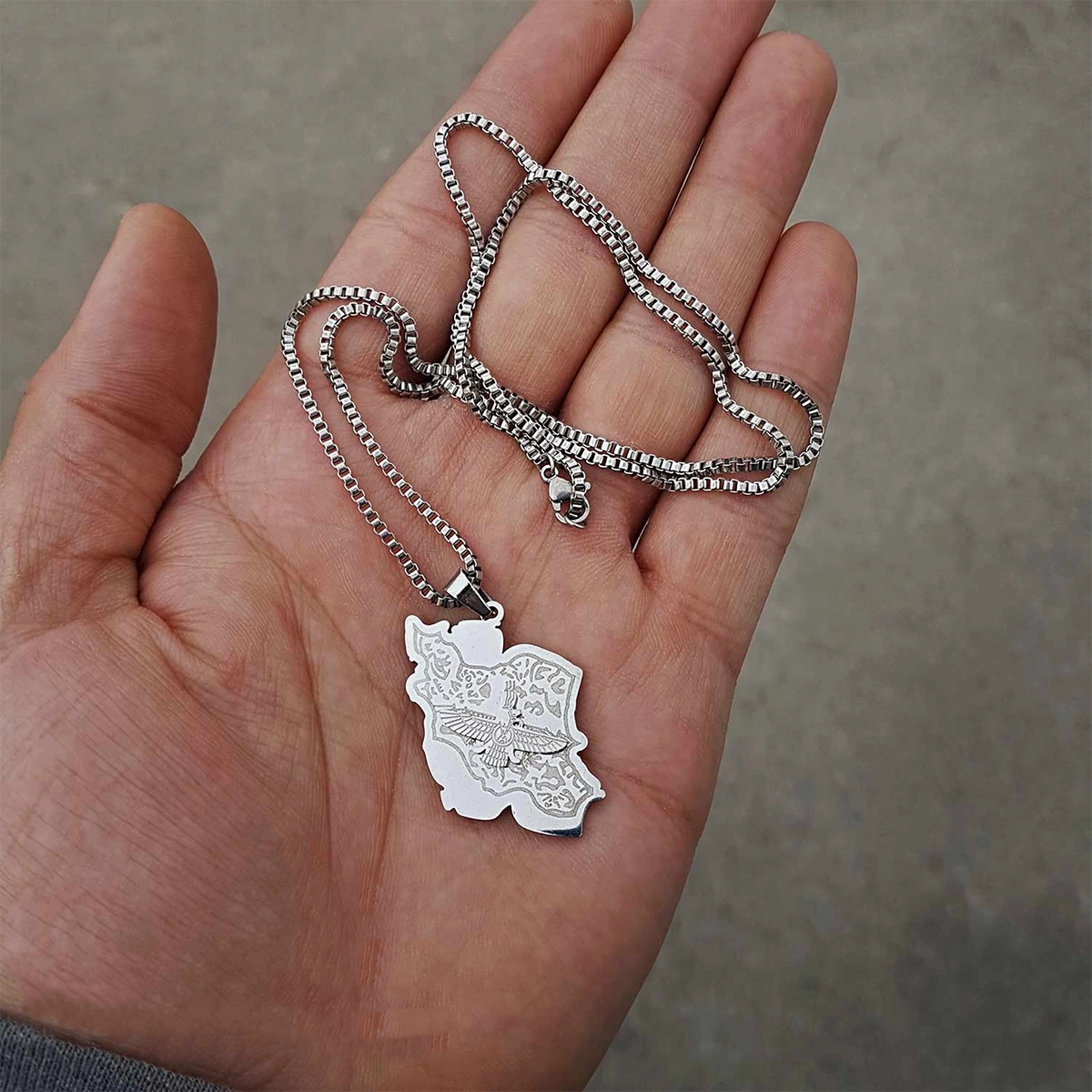 گردنبند نقره ای مدل Iran