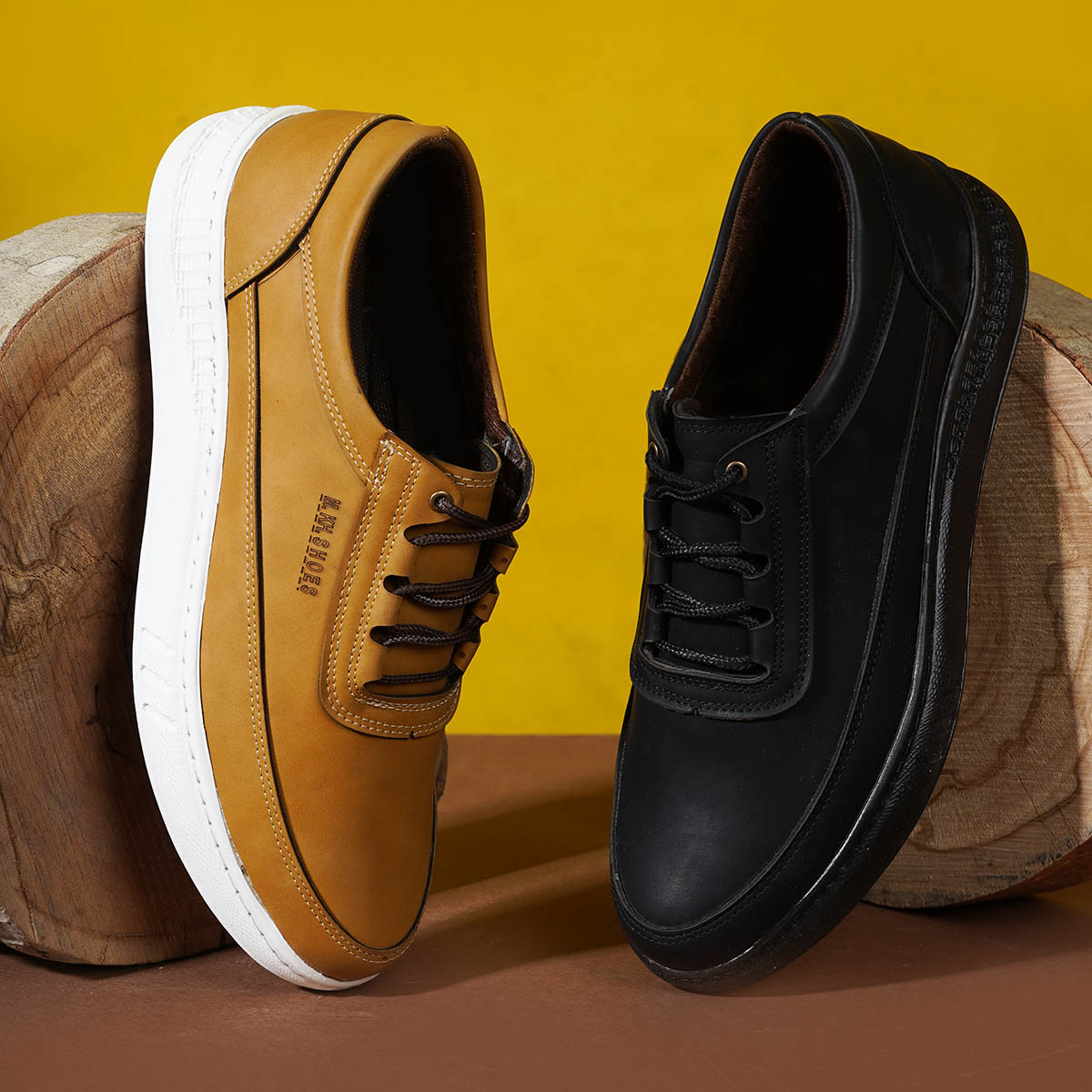 کفش تخت مردانه خردلی مدل Ratin