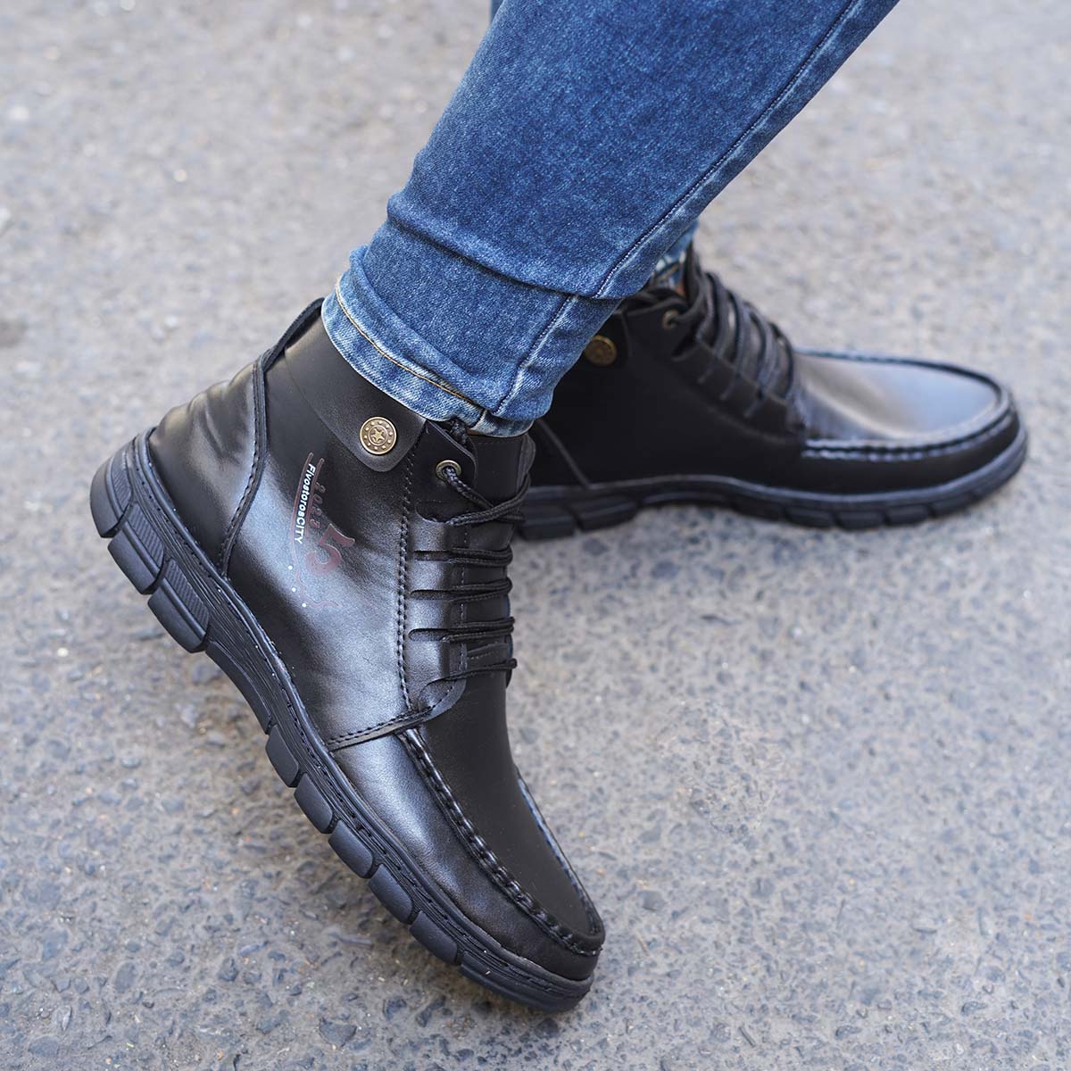 نیم بوت مشکی مردانه مدل FIVE