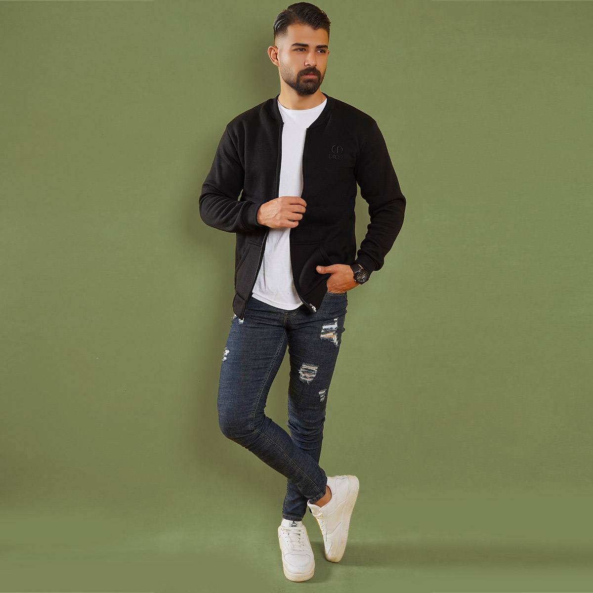 سوییشرت مردانه مشکی مدل DIOR