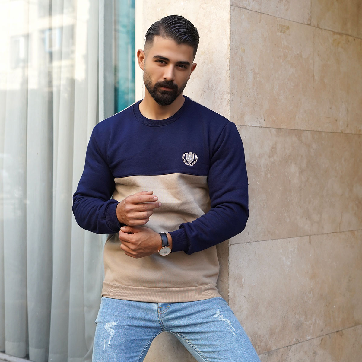 دورس سرمه ای کرم مردانه مدل ARSHAN